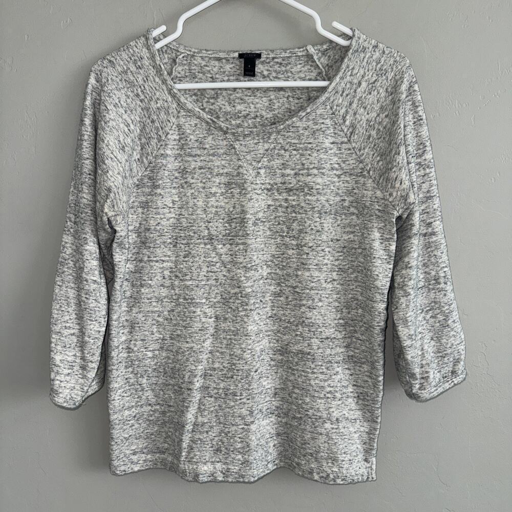 J. Crew Woman’s Gray Cotton Terry Sweater Crewneck 3/4 Sleeve Sz S Style 58284 - Picture 1 of 6